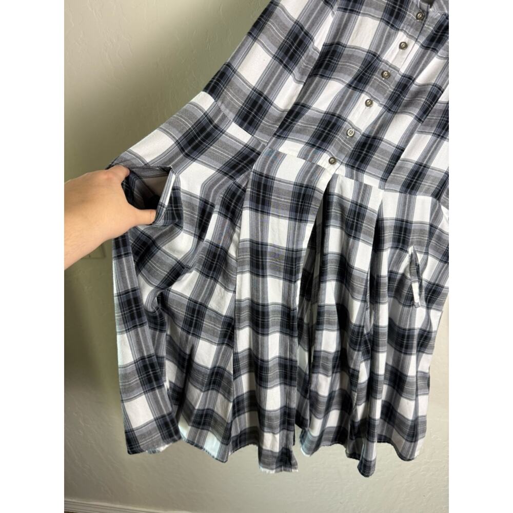 Torrid Button Front Kimono Voile Plaid Black 3X 18318409 - Picture 6 of 13